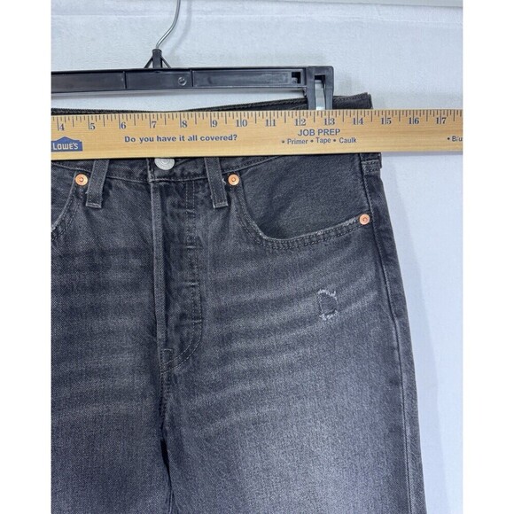 Levis 501 xx Skinny Jeans Womens 27x28 Black Button Fly Denim Distressed Cotton - Picture 12 of 13